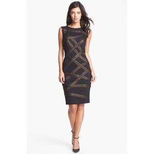 Tadashi Shoji Foil Print Banded Dress Large Fits 10